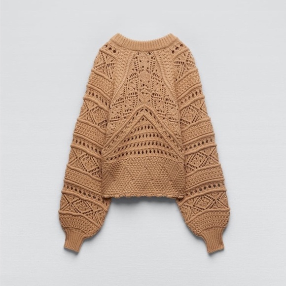 ZARA Taupe Brown Wool Blend Knit Sweater Medium - Picture 3 of 10